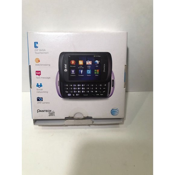 Pantech Swift P6020 Purple (AT&T) 3G Keyboard Cell Phone Touch w/Box - Picture 2 of 7